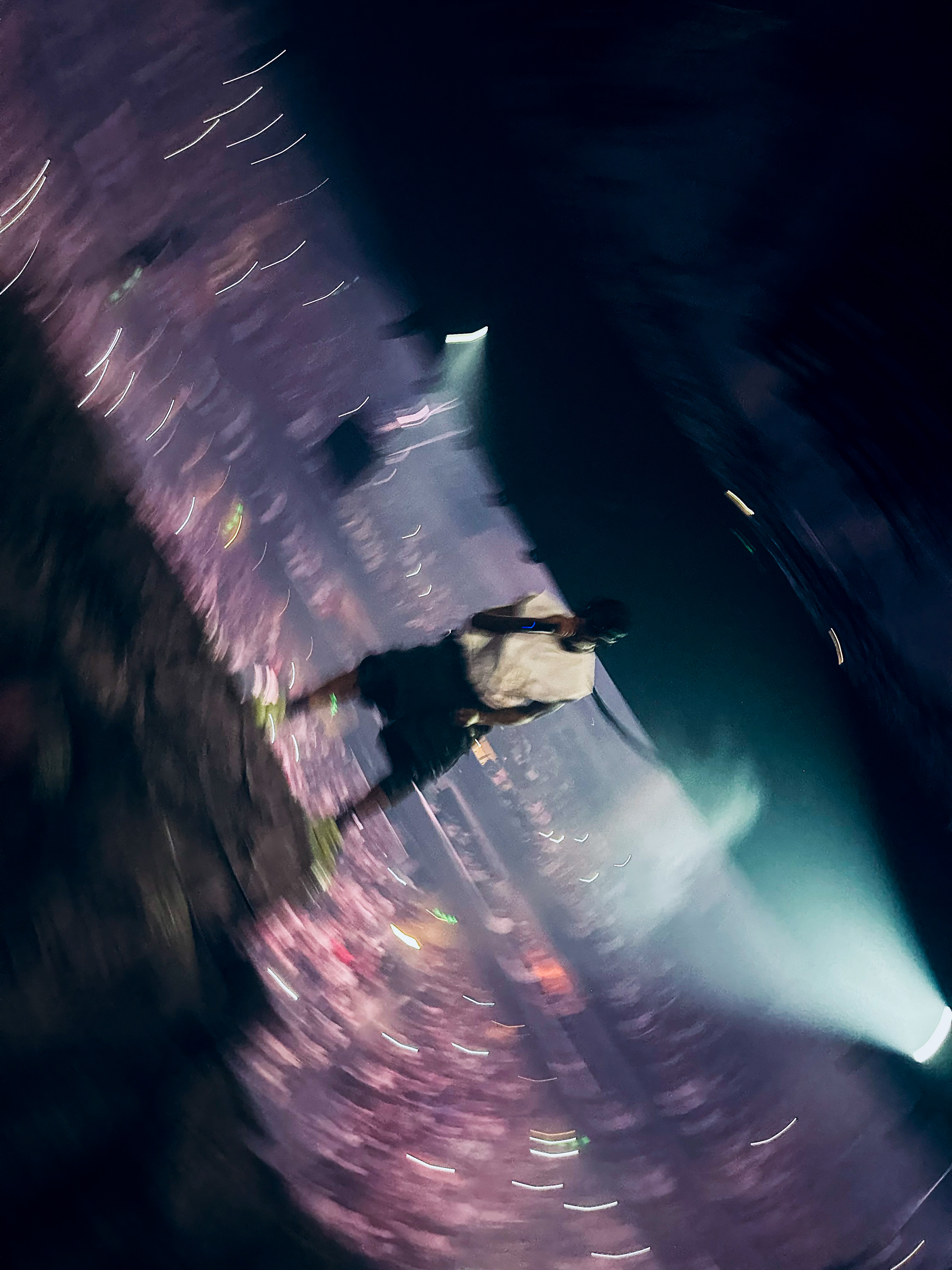 Travis Scott performing on stage, motion blur, Utopia Tour