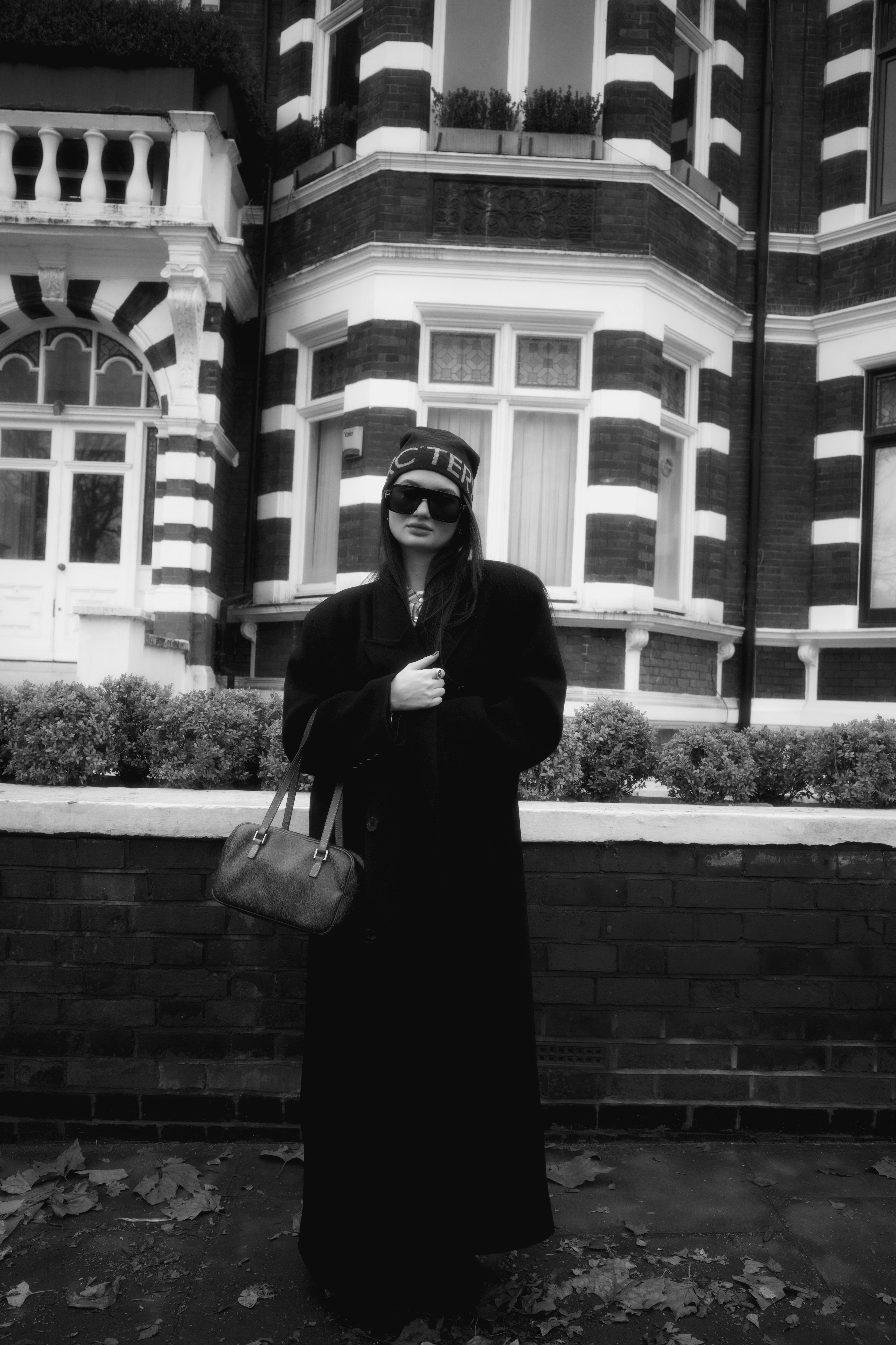 Black and white street portrait, London